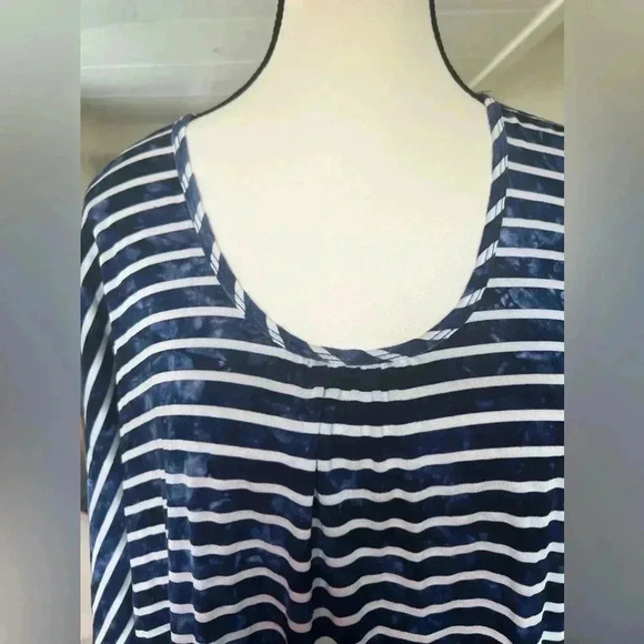 Allen B by Allen Schwartz Striped long sleeves tie dye effect blouse Sz XL - Picture 3 of 11
